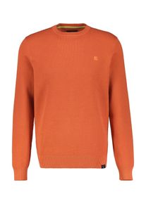 Lerros Herren Rundhalspullover, orange, casual, Gr. S, Strukturmuster, Strick, Obermaterial: 100% Baumwolle, Pullover, mit Logo Stickerei