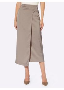 Heine Damen Wickelrock, beige, Gr. 48, unifarben, 96% Polyester, 4% Elasthan, Röcke