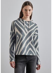 Street One Damen Kapuzenshirt, grün, casual, Gr. 44, gemustert, Stoff, 51% Polyester, 45% Viskose, 4% Elasthan, Shirts, aus elastischem Materialmix