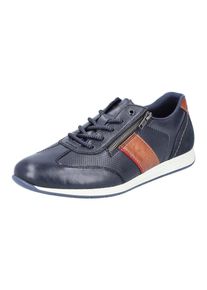 Rieker Herren Sneaker, Gr. 42, blau, Leder, Synthetik, sportlich, Schuhe, mit Reißverschluss, Freizeitschuh, Halbschuh, Schnürschuh