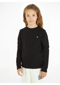 Jungen Sweatshirt "MONOGRAM MINI BADGE CREWNECK", schwarz, casual, Gr. 4, Calvin Klein Jeans, unifarben, Sweatware, Obermaterial: 86% Baumwolle, 14%