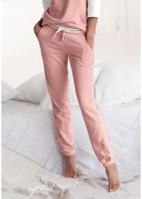 Bench. Damen Relaxhose, Gr. 32, rot, Obermaterial: 70% Baumwolle, 19% Modal, 11% Polyester, unifarben, Basic, Hosen, mit gestreiftem Bund und