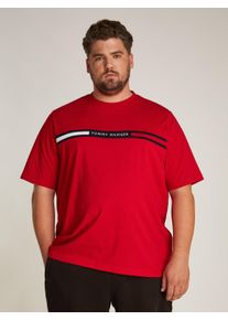 Tommy Hilfiger Big & Tall Herren Rundhalsshirt "BT-HILFIGER CHEST INSERT TEE-B", rot, casual, Gr. XXL, TOMMY HILFIGER BIG & TALL, unifarben, Single Jersey, Obermaterial: 100%