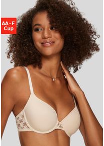 Lascana Damen Schalen-BH, Gr. 70, beige, Microtouch, Spitze, Obermaterial: 86% Polyamid (TACTEL), 14% Elasthan (LYCRA), feminin, BHs, mit Rücken aus