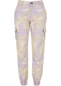 Urban Classics Damen Cargohose "Urban Classics Damen Ladies High Waist Camo Cargo Pants", lila, Gr. 27, 98% Baumwolle, 2% Elasthan, Hosen
