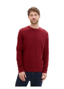 Tom Tailor Herren Strickpullover, rot, casual, Gr. XXXL, Obermaterial: 100% Baumwolle, Pullover, mit Logo-Badge an der Seite