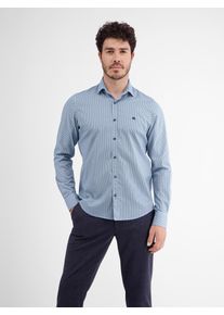 Lerros Herren Langarmhemd "Lerros Langarmhemd mit AOP und Haifischkragen", blau, Gr. S, 100% Baumwolle, Hemden
