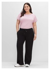 sheego Damen Sporthose "Große Größen", schwarz, sportlich, Gr. 48, unifarben, Obermaterial: 70% Viskose, 26% Polyamid, 4% Elasthan, Hosen, aus