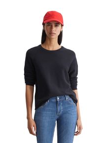 Marc O'Polo Damen Rundhalspullover, blau, casual, Gr. M, MARC O'POLO DENIM, Feinstrick, Obermaterial: 100% Baumwolle, Pullover, mit feiner Struktur