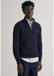 Gant Herren Troyer "COTTON PIQUE HALF ZIP", blau, casual, Gr. 4XL, unifarben, Strick, Obermaterial: 100% Baumwolle, Pullover, mit Piqué-Struktur