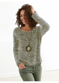 Casual Looks Damen Rundhalspullover "Pullover", grün, Gr. 38, meliert, 54% Baumwolle, 46% Polyacryl, Pullover
