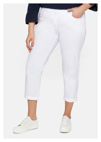 sheego Damen 7/8-Hose "Große Größen", weiß, sportlich, Gr. 50, unifarben, Obermaterial: 97% Baumwolle, 3% Elasthan, Hosen, in