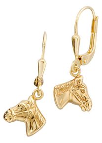 Jobo Damen Paar Ohrhänger "Pferdeköpfe", Gelbgold 333, gold, Gelbgold 333, Ohrringe, 333 Gold