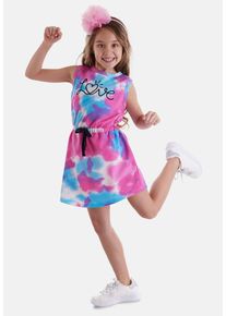 DENOKIDS Mädchen Shirtkleid "Tie-Dye Love", bunt, Basic, Gr. 116, gemustert, 65% Baumwolle;35% Polyester, Kleider, mit aufgesticktem Slogan
