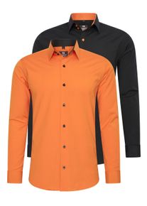 Rusty Neal Herren Langarmhemd, orange, casual, Gr. XXXL, unifarben, 60% Baumwolle, 37% Polyester, 3% Elasthan, Hemden, im Slim-Fit geschnitten