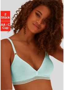 Petite Fleur Damen Soft-BH, Gr. 75, blau, Jersey, Obermaterial: 95% Baumwolle, 5% Elasthan, Basic, BHs, ohne Bügel, in zierlichem Triangel Look