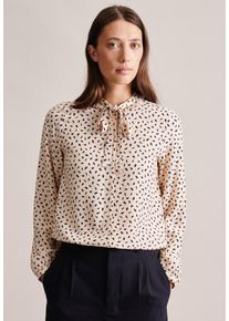 Seidensticker Damen Klassische Bluse "Schwarze Rose", beige, Gr. 36, gemustert, 100% Viskose, Blusen, Langarm Rundhals Druck