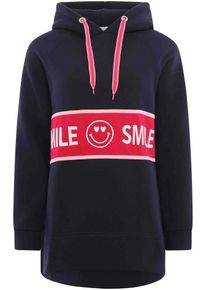 Zwillingsherz Damen Sweatshirt, blau, casual, Gr. SM, unifarben mit Farbeinsatz, Sweatware, Obermaterial: 50% Baumwolle, 50% Polyester, Sweatshirts,
