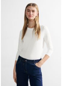 Cecil Damen 3/4-Arm-Shirt, weiß, casual, Gr. XXL, unifarben, Web, Stoff, 50% Modal, 50% Baumwolle, Shirts, aus softem Materialmix