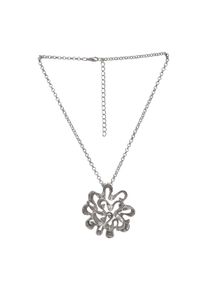 Steuer Damen Kette mit Anhänger "Blüte silberfarben mit 9 Glassteinen", 51cm, Metall, L: 51cm B: 55.0mm, silber, Metall, B:55.0mm, Halsketten