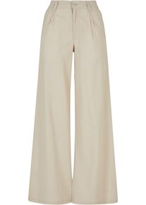 Urban Classics Damen Stoffhose "Urban Classics Damen Ladies High Linen Mixed Wide Leg Pants", beige, Gr. 30, unifarben, 55% Leinen, 45% Baumwolle,