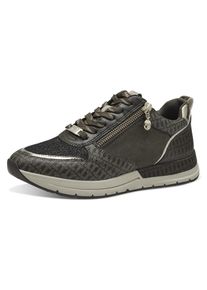 Tamaris Damen Keilsneaker, Gr. 36, grün, Lederimitat, Textil, sportlich, Schuhe, Freizeitschuh, Halbschuh, Schnürschuh, trendige Metallic-Details