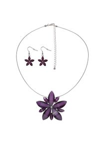 Steuer Damen Paar Ohrhaken "Set aus Collier und Ohrhaken Blüte lila", lila, Metall, Ohrringe