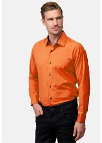 Rusty Neal Herren Langarmhemd, orange, casual, Gr. XXXL, unifarben, 60% Baumwolle, 37% Polyester, 3% Elasthan, Hemden, mit trendigem Farbkontrast