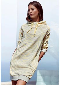 Lascana Damen Sweatkleid, Gr. 32, grau, angeraute Sweatware, Obermaterial: 50% Baumwolle, 50% Polyester, animal-print, casual, Kleider, mit