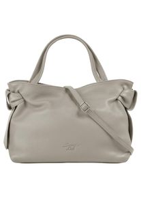 Samantha Look Damen Henkeltasche, grau, Leder, unifarben, leicht glänzend, Taschen, echt Leder, Made in Italy