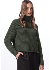 Damen Strickpullover, grün, casual, Gr. 42, STREET ONE STUDIO, unifarben, Web, 60% Baumwolle, 40% Polyacryl, Pullover, im soften Baumwoll-Mix