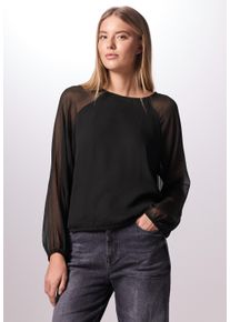 Damen Chiffonbluse, schwarz, casual, Gr. 34, STREET ONE STUDIO, unifarben, Stoff, Obermaterial: 100% Polyester; Unterstoff: 100% Modal, Blusen, mit