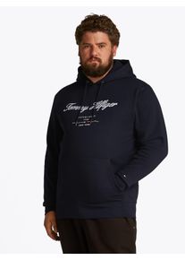 Tommy Hilfiger Big & Tall Herren Sweatshirt "BT-SCRIPT LOGO HOODY-B", blau, casual, Gr. XXL, TOMMY HILFIGER BIG & TALL, unifarben, Sweatware, Obermaterial: 63% Baumwolle, 37%