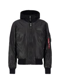 Herren Lederjacke "Alpha Industries Men - Bomber Jackets MA-1 D-Tec Faux Lether", schwarz, Gr. XL, Alpha Industries, Obermaterial: 100% Polyurethan,