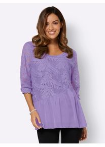 Lady Damen Spitzenbluse, lila, Gr. 36, unifarben, 70% Baumwolle, 30% Polyamid, Chiffon:100% Polyester, Blusen