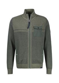 Lerros Herren Strickjacke "Lerros Strickjacke mit unterschiedlichen Strickstrukturen", grün, Gr. L, 100% Baumwolle, Strickjacken