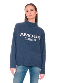 Damen Rollkragenpullover "DARRY", blau, casual, Gr. XS, Le Temps Des Cerises, mehrfarbig, 70% Polyester, 30% Nylon, Pullover, mit AMOUR