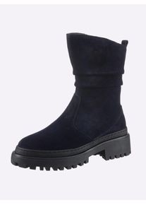 Heine Damen Stiefel, Gr. 38, blau, Leder, Veloursleder, Veloursleder, modisch, Schuhe