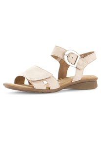 Gabor Damen Keilsandalette "FLORENZ", Gr. 38, beige, Ziegenveloursleder, unifarben, klassisch, Schuhe, Keilabsatz, Sommerschuh, Riemchensandale in