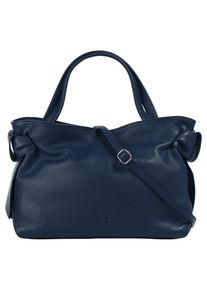 Samantha Look Damen Henkeltasche, blau, Leder, unifarben, leicht glänzend, Taschen, echt Leder, Made in Italy