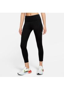 Nike Damen Laufhose "FAST SWOOSH WOMEN'S MID-RISE / LEGGINGS", schwarz, sportlich, Gr. XS, Obermaterial: 80% Polyester, 20% Elasthan, Hosen