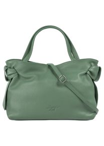 Samantha Look Damen Henkeltasche, grün, Leder, unifarben, leicht glänzend, Taschen, echt Leder, Made in Italy