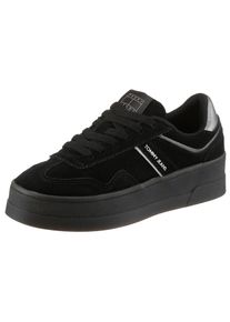 Tommy Jeans Damen Plateausneaker "THE GREENWICH FLATFORM ELEVATED", Gr. 42, silber, Veloursleder, Lederimitat, unifarben mit Farbeinsatz, sportlich,