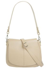 CLUTY Damen Umhängetasche, beige, Leder, unifarben, leicht glänzend, Taschen, echt Leder, Made in Italy