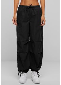 Urban Classics Damen Cargohose "Urban Classics Ladies Cotton Cargo Parashute Pants", schwarz, Gr. 5XL, unifarben, 100% Baumwolle, Hosen