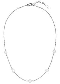 Jobo Damen Kette ohne Anhänger "mit 5 Perlen", Edelstahl, L: 46cm, silber, Edelstahl, Halsketten, Edelstahl 42-46 cm