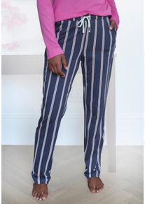 Lascana Damen Pyjamahose, Gr. 36, grau, Single Jersey, Obermaterial: 50% Baumwolle, 50% Viskose, gestreift, Basic, Hosen, mit Druck