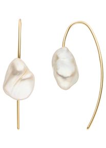 Jobo Damen Perlenohrringe "mit Haken", Gelbgold 375, gelb, Gelbgold 375, Ohrringe, 375 Gold mit Keshi Perlen