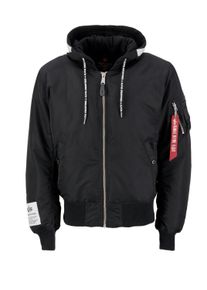 Herren Bomberjacke "Alpha Industries Men - Bomber Jackets MA-1 Zip Hood Print", schwarz, Gr. XXL, Alpha Industries, Obermaterial/Futter: 100% Nylon,