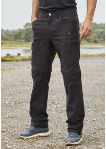 John Devin Herren Trekkinghose, schwarz, sportlich, Gr. 52, unifarben, Obermaterial: 95% Polyamid, 5% Elasthan, Hosen, Wanderhose mit Zipp- Off Beinen